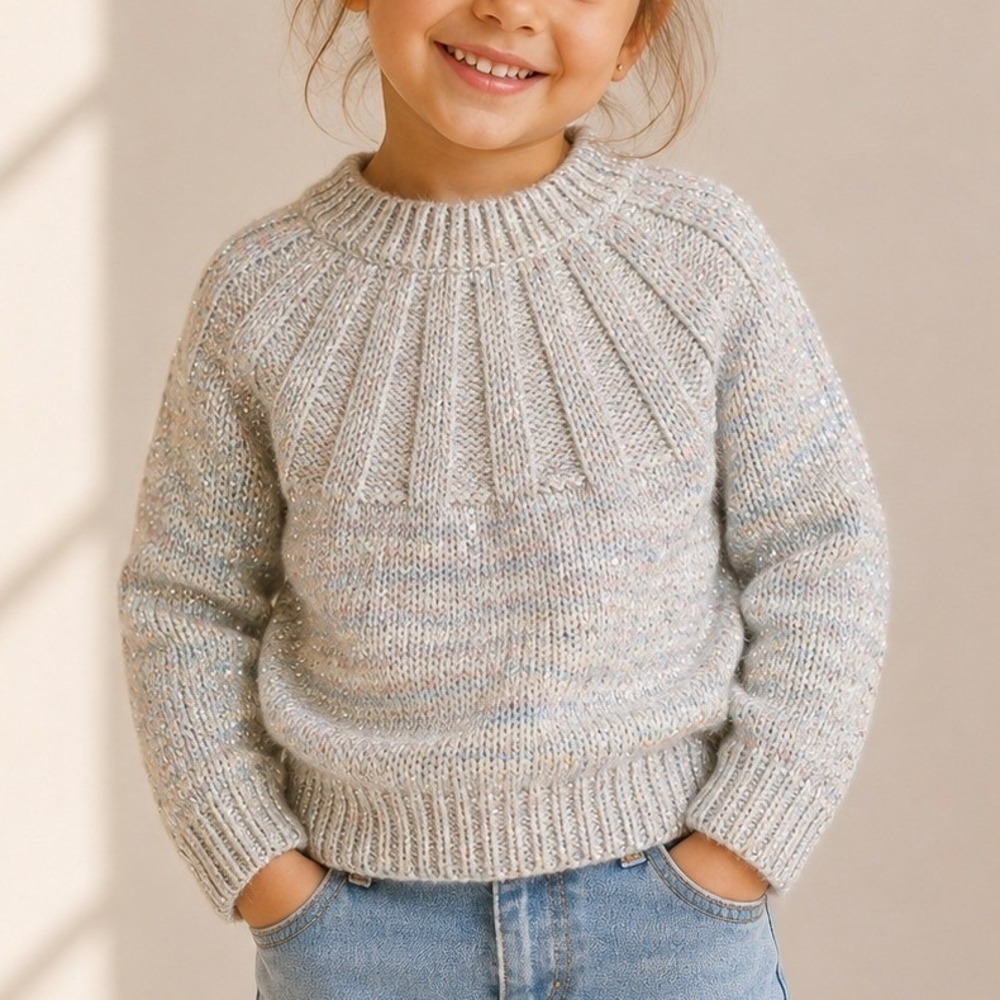 Crewcuts Crewneck Sweater Sparkle Rainbow Metallic Cozy Travel BC389 XS 4-5 EUC